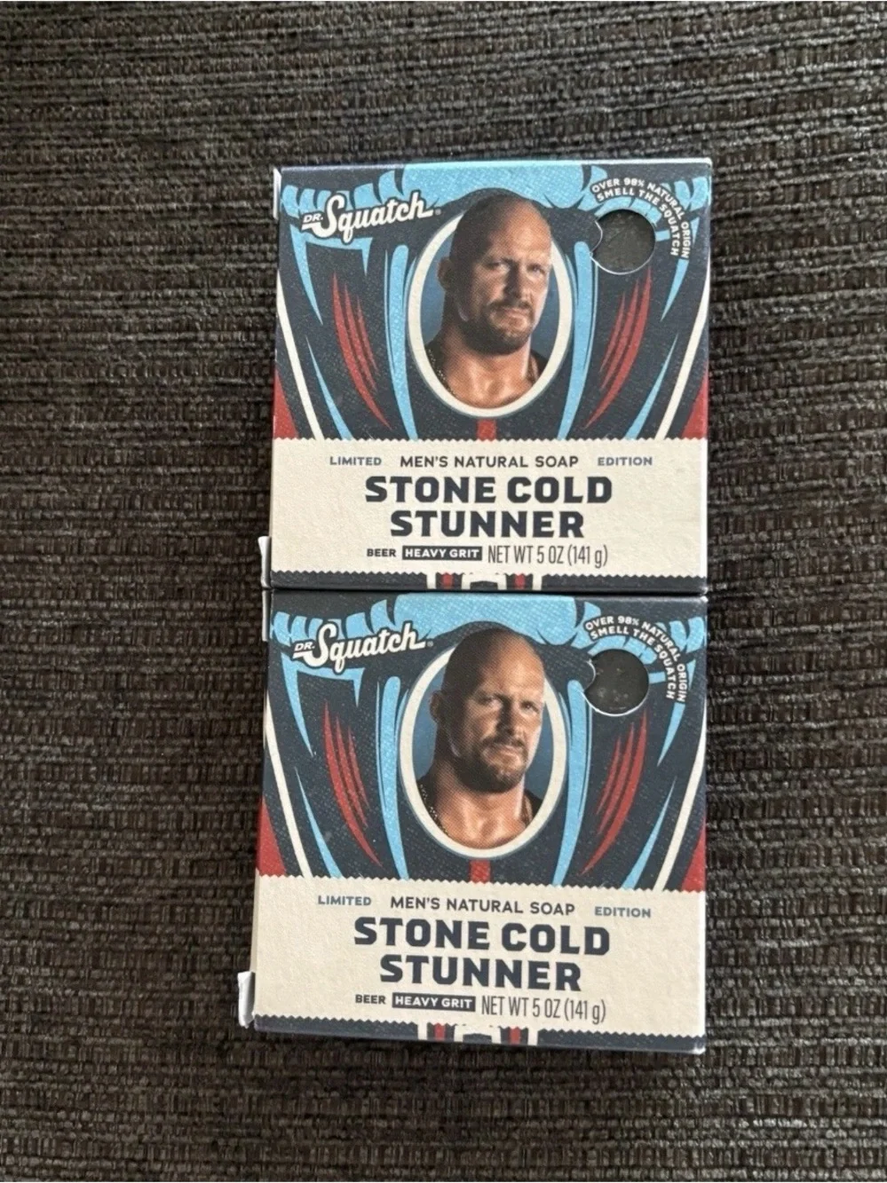Dr. Squatch Stone Cold Stunner Men’s Natural Soap - Blue/Red lot of 2